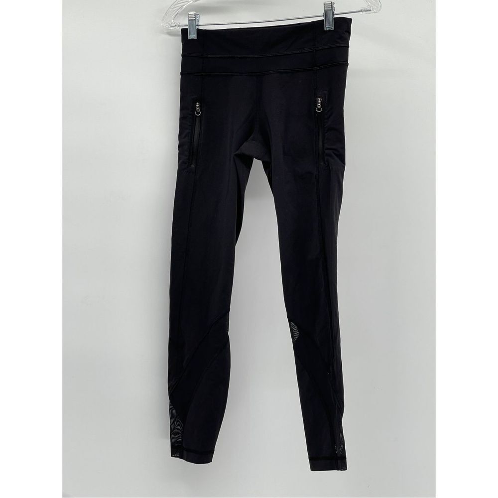 Lululemon Legging Inspire Tight Women Size 4 Black Zipper Pockets Yoga Gym